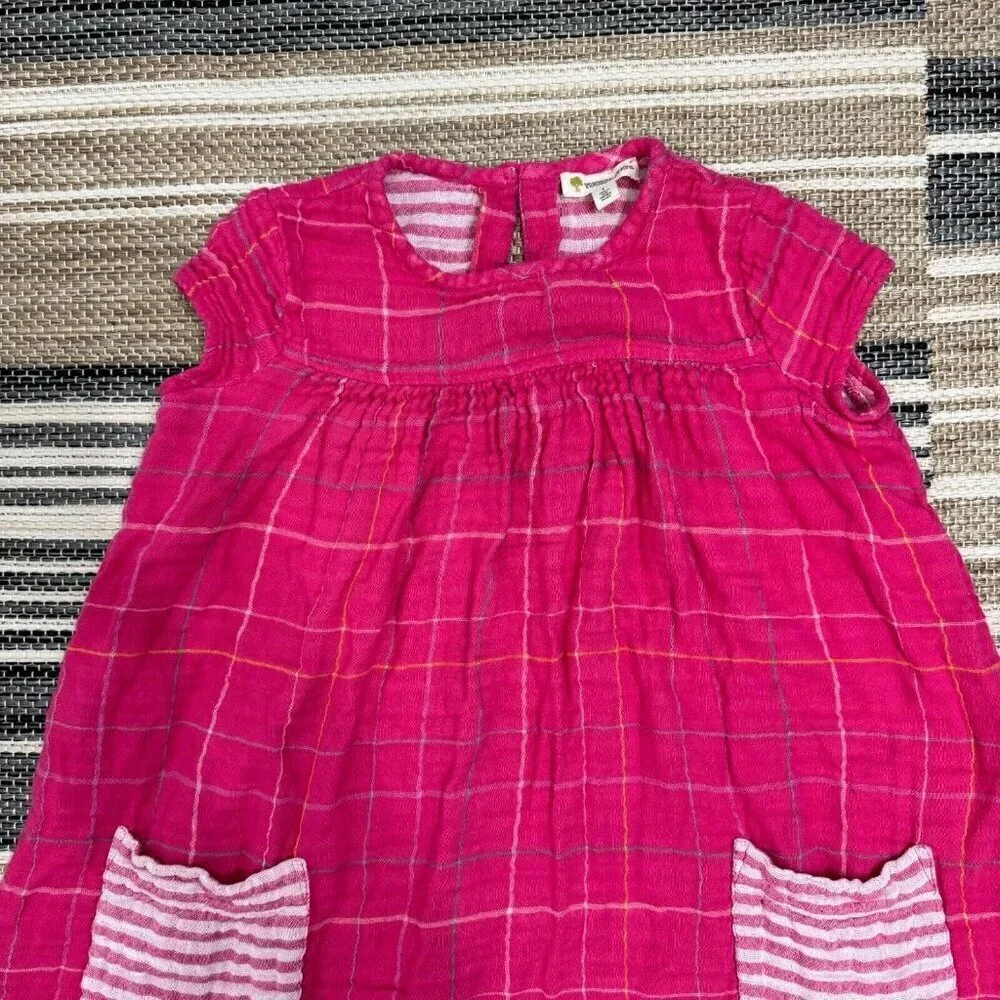 Tucker + Tate Girls Double Plaid Gauzy Dress Casual Pockets Grid Electric Pink 6